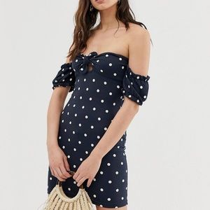 ASOS Navy Polka Dot Dress Size 8